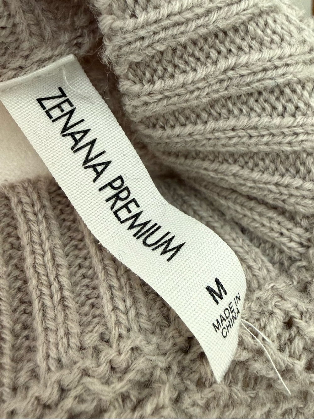 Zenana Outfitters Premium Taupe Waffle Knit Crewneck Sweater - Picture 4 of 6